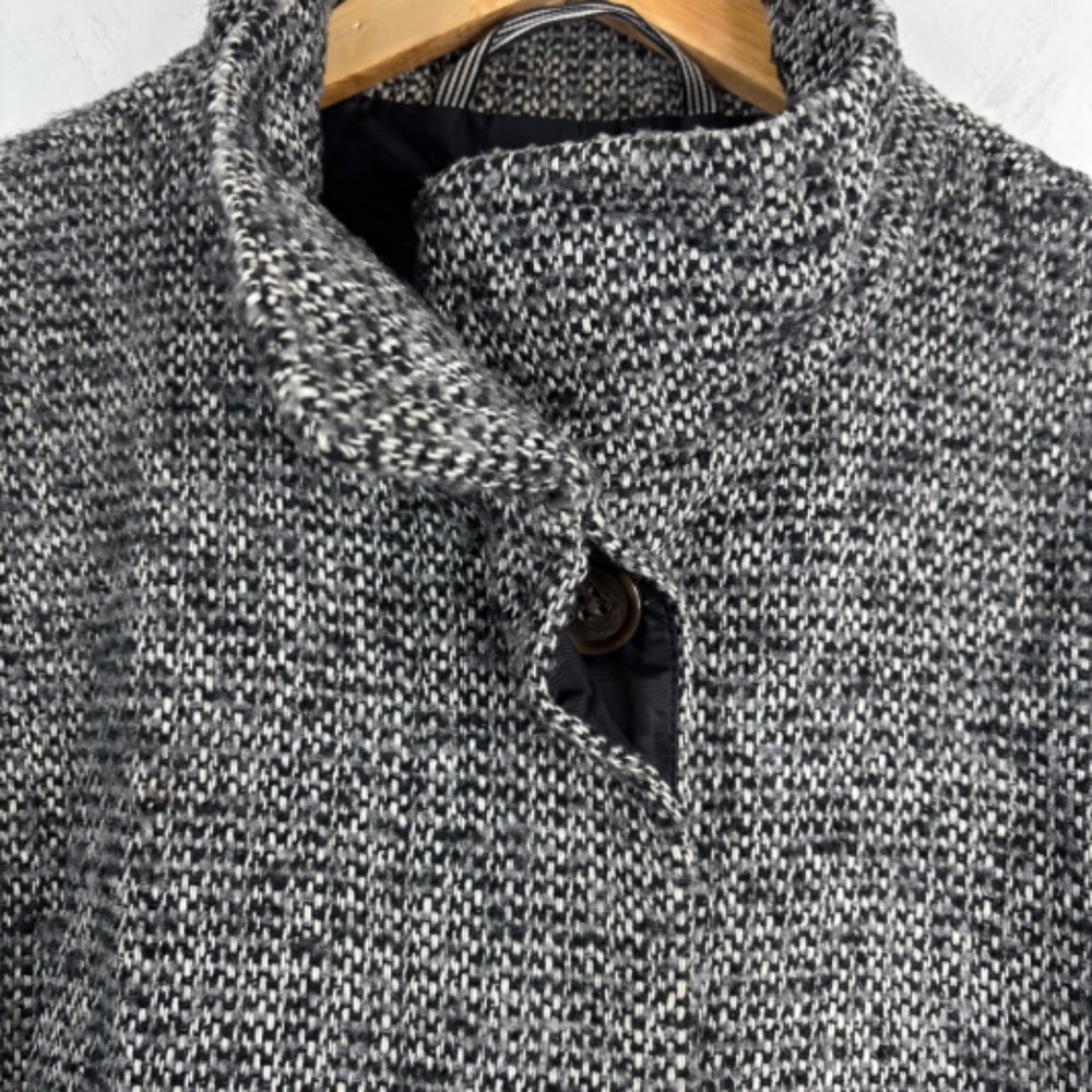 J Crew Daphne Wool Topcoat 8 Tweed Cocoon Coat Black White Old Money Preppy READ - Picture 3 of 15